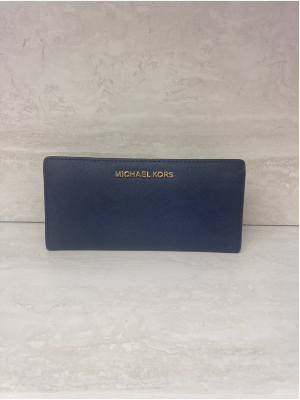 Michael Kors Large Card Case Carryall Wallet Navy Blue